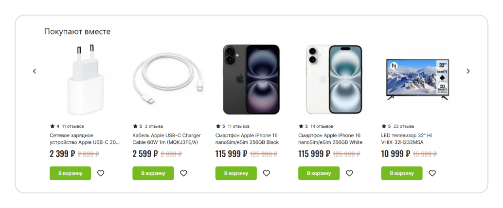 пример кроссейла на сайте интернет-магазина